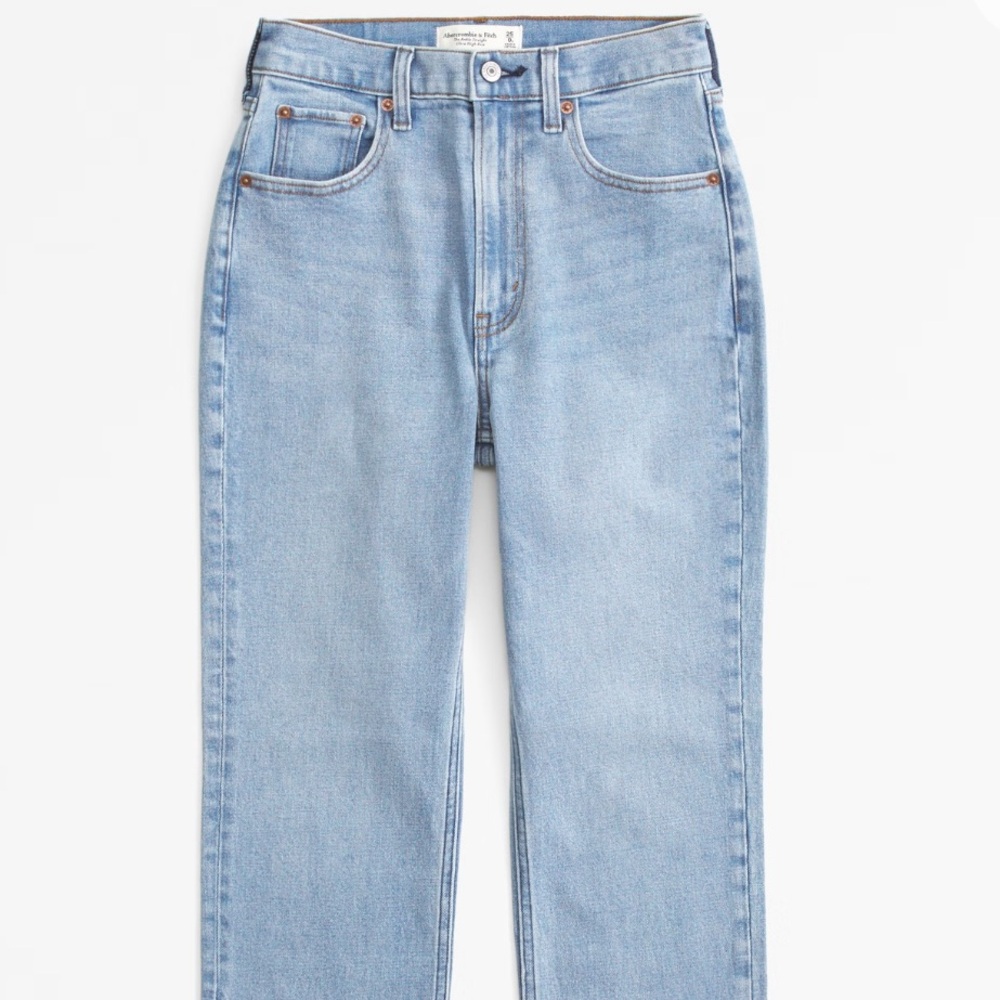 A&F Ultra high rise ankle straight jean